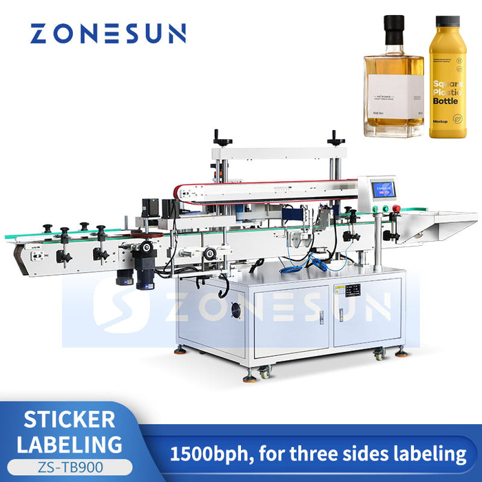Etichettatrice automatica per flaconi quadrati Zonesun ZS-TB900 per avvolgimento completo di precisione