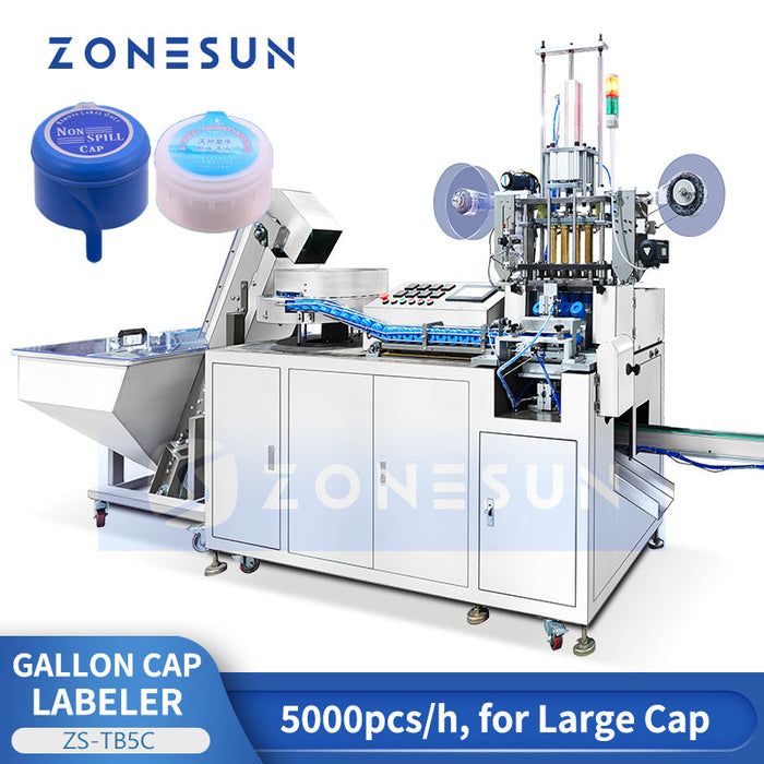 ZONESUN ZS‑TB5C Automatic Gallon Bottle Cap Label Machine Labeling Equipment for Large Bottles