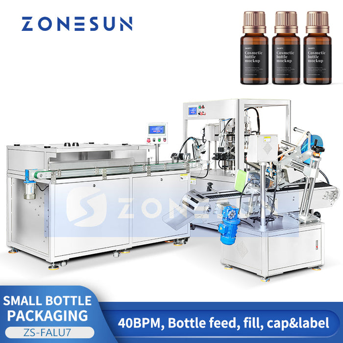 ZONESUN ZS-FALU7 Automatic 3-Head Peristaltic Pump Liquid Filling, Capping & Labeling Machine