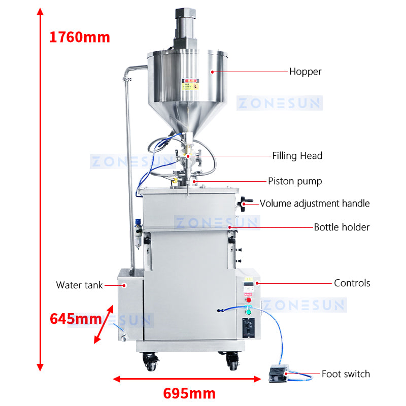 Zonesun ZS-WCHJ1 Semi-automatic Candle Wax Filling Machine with Heating & Mixing