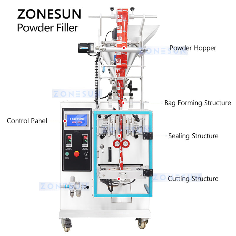 ZONESUN ZS-FS250 Automatic Powder Sachet Packing Machine VFFS Filling & Sealing Equipment