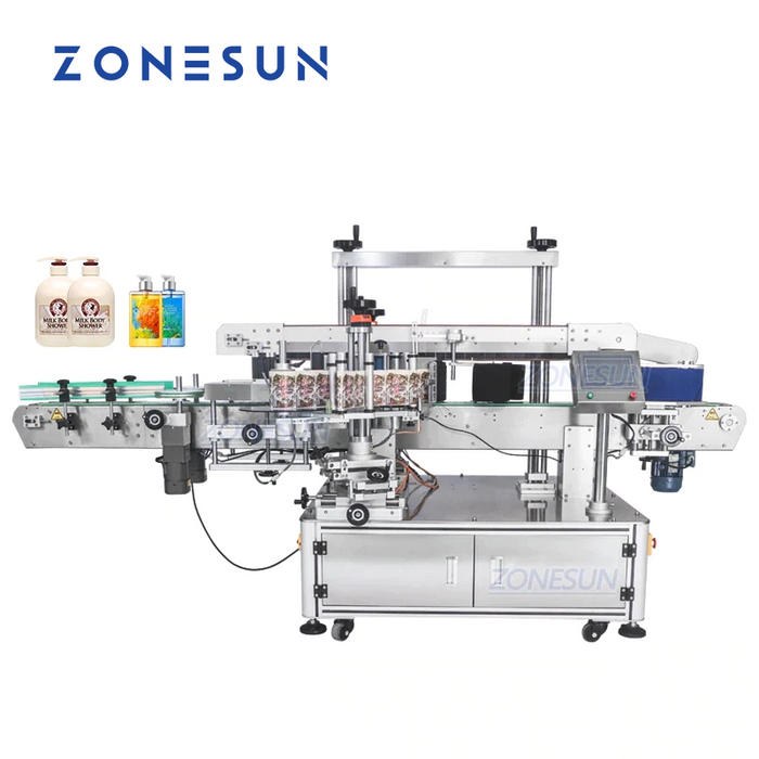 Etichettatrice ZONESUN ZS‑TB963 per flaconi rotondi e quadrati su entrambi i lati
