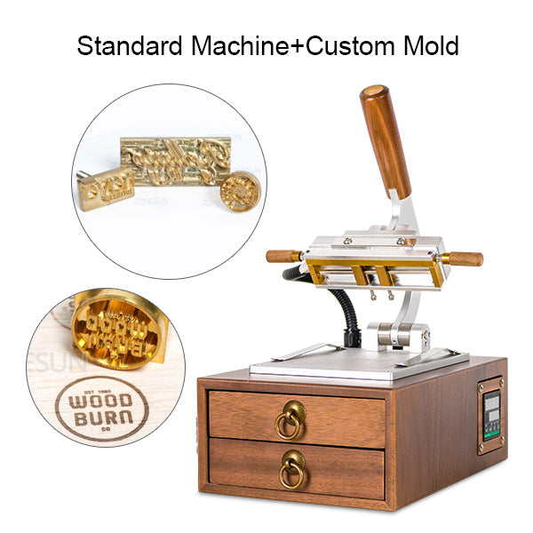ZONESUN WT‑90XT Walnut Desktop Hot Stamping Machine with Drawer