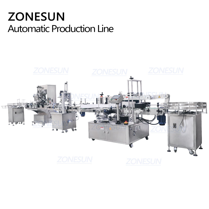 ZONESUN 4-Head Servo Filling Capping Labeling Machine for Square Bottles
