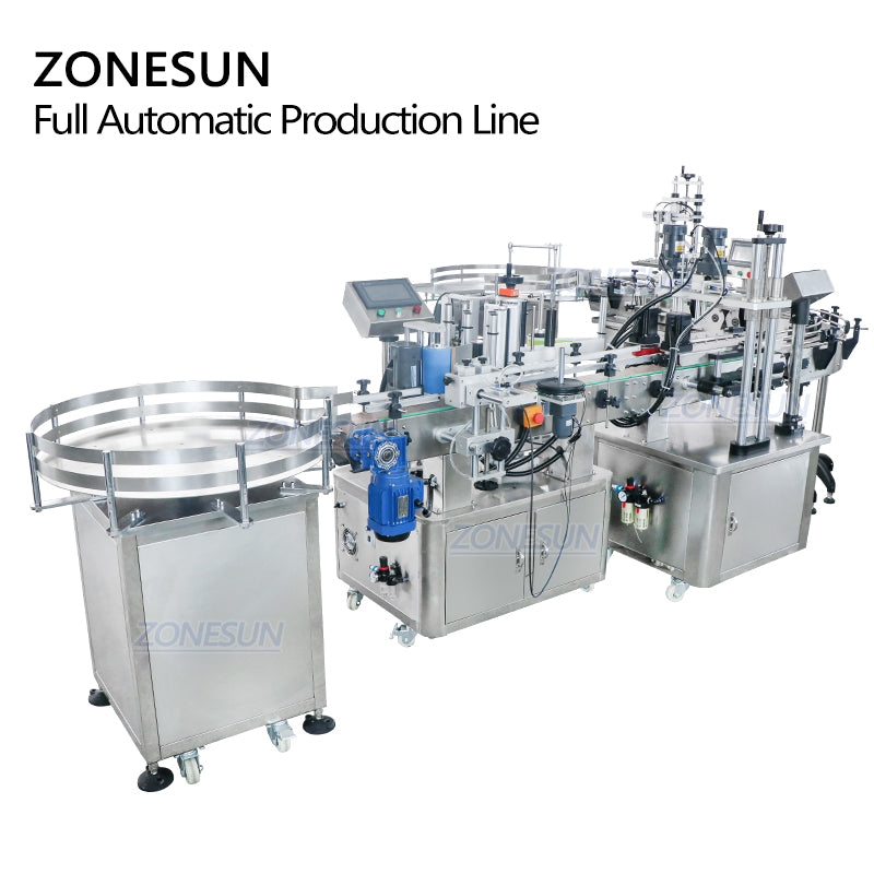 ZS-FAL180R4 Piston Filling Capping Labeling Line with U Conveyor