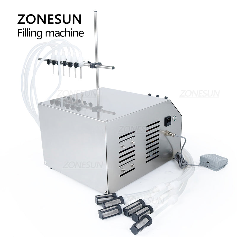 ZONESUN ZS-DPYT6P Semi-Automatic 6-Nozzle Diaphragm Pump Liquid Filler