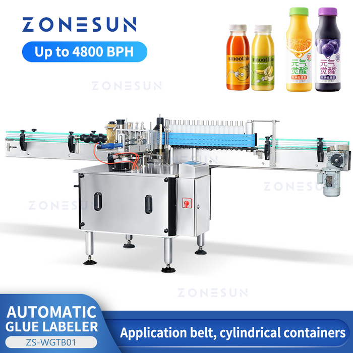 Máquina etiquetadora automática de pegamento para botellas redondas ZONESUN ZS-WGTB01