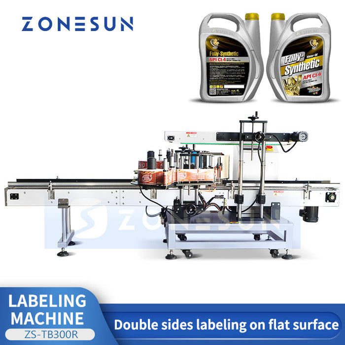 ZONESUN ZS-TB300R Máquina etiquetadora automática de botellas cuadradas de doble cara