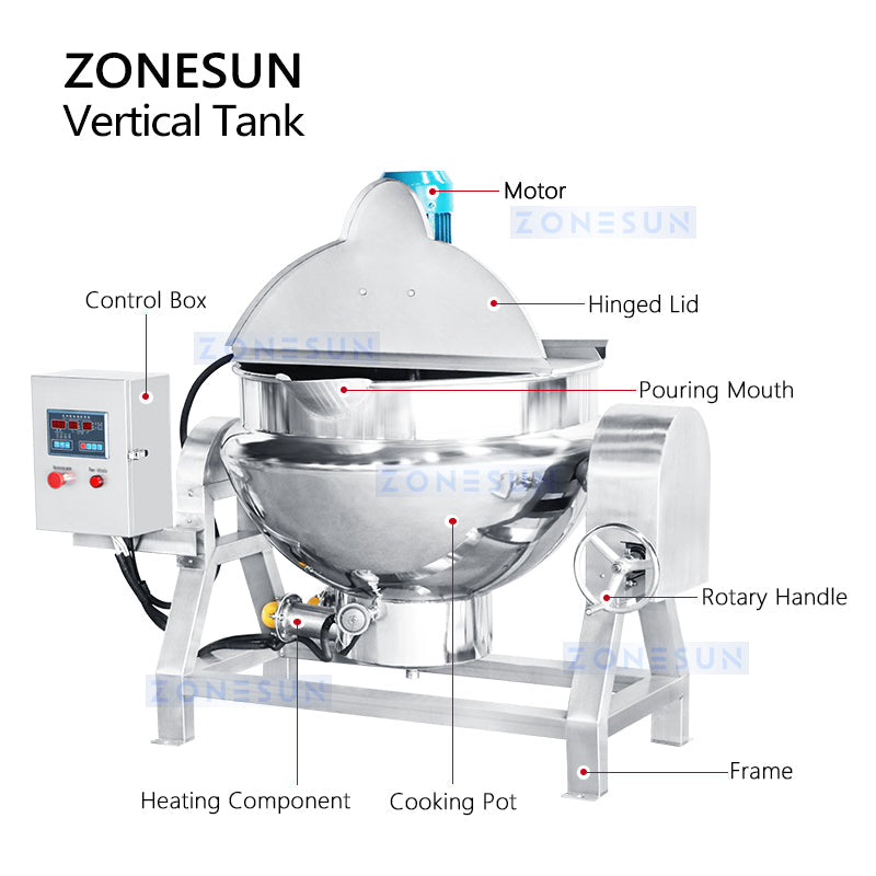 ZONESUN ZS-CG200L Industrial Cooker with Mixer and Heater