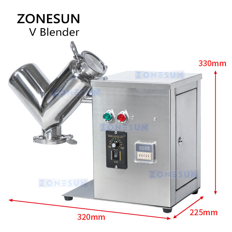 ZONESUN ZS‑V2 V‑type Powder Mixing Machine for Dry Powder & Granules