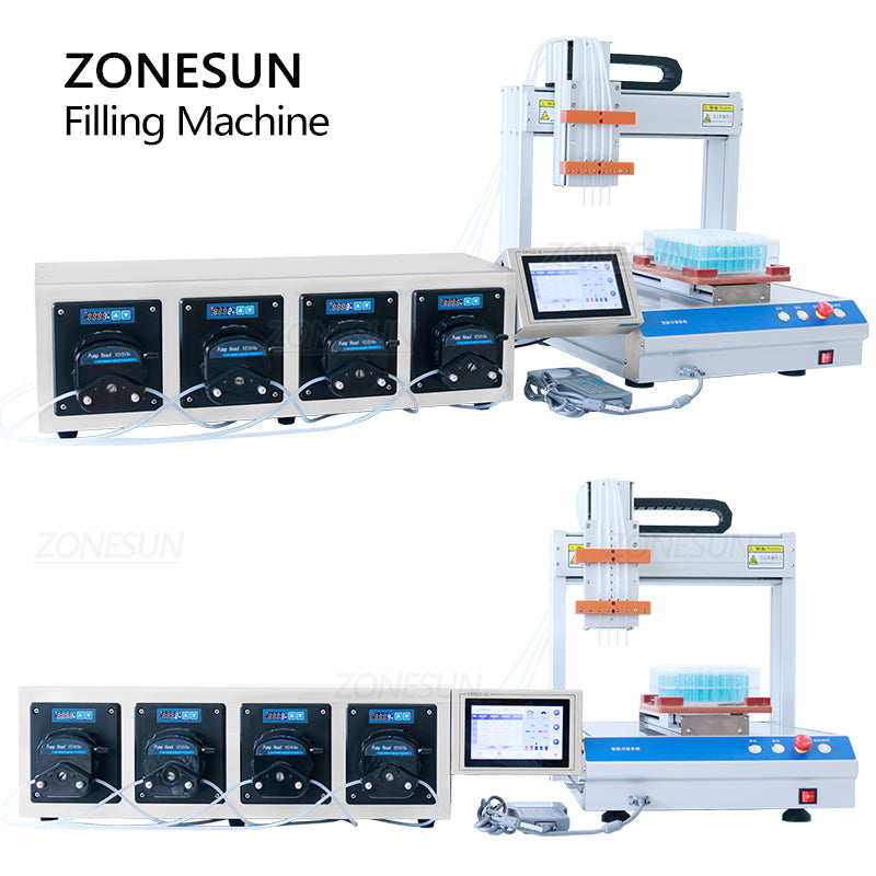 ZONESUN ZS‑XYZ4A 4‑Nozzle Peristaltic Pump Small‑volume Liquid Filler