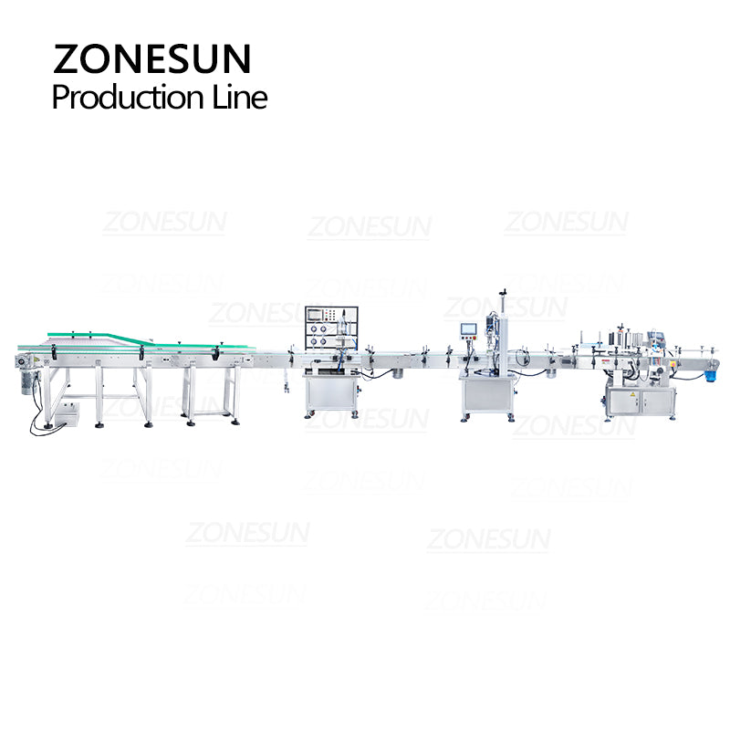 ZONESUN ZS‑FAL180X4 4Nozzle Magnetic Pump Filler Capper Labeler Line