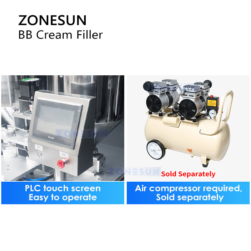 ZONESUN ZS-GTBB2S 3-Color Dual-Head Rotary BB Cream Filling Machine
