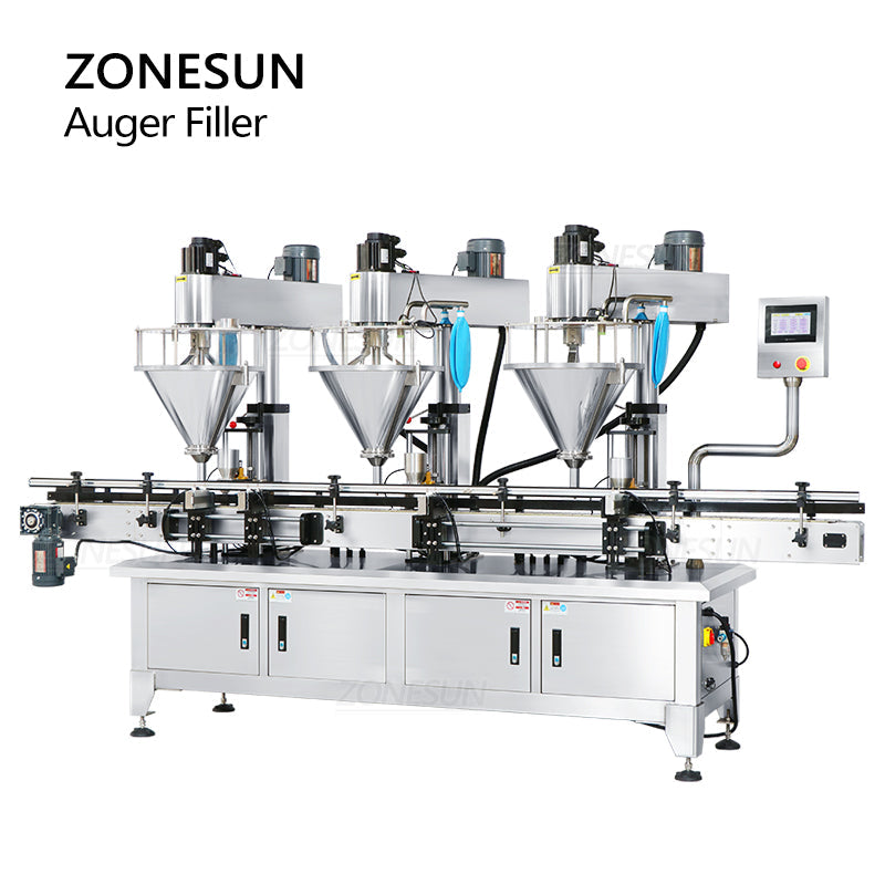 ZONESUN ZS-FM4A Auto 3 Heads Servo Motor Auger Powder Filling Machine