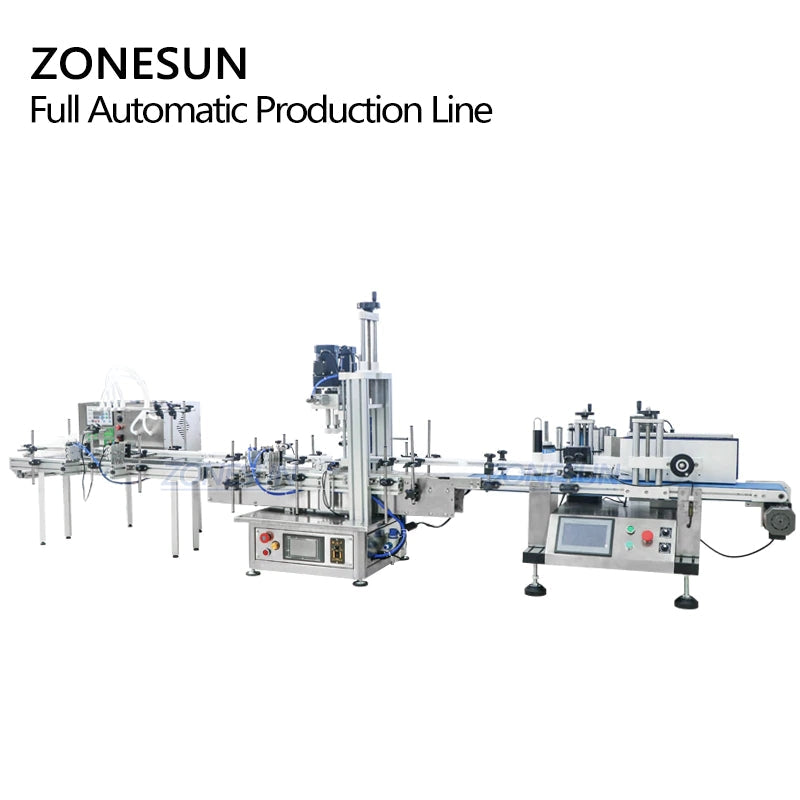 ZONESUN ZS-FAL180 Máquina etiquetadora, tapadora y llenado de líquidos de sobremesa con 4 boquillas y codificador de fecha