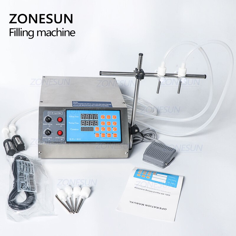 ZONESUN Semi‑Automatic 2‑Nozzles Gear Pump Liquid Filling Machine