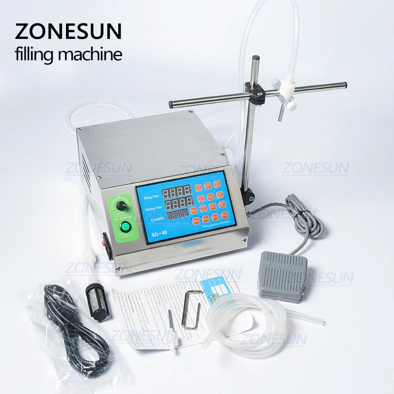 ZONESUN Single Nozzle Peristaltic Pump Digital Liquid Filling Machine