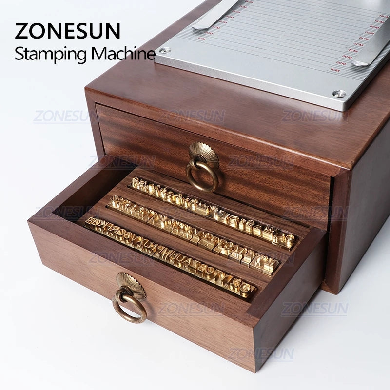 ZONESUN ZS‑110C Walnut Desktop Hot Stamping Machine for Wood & Leather