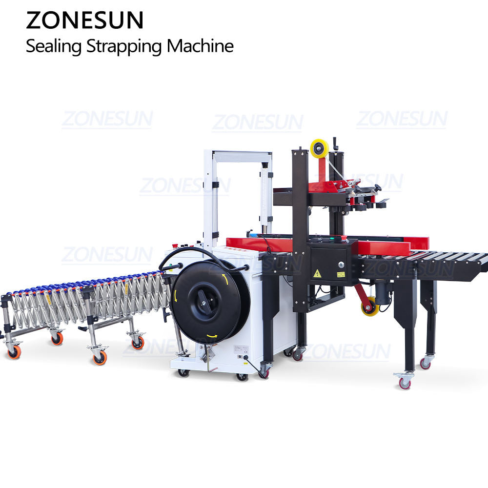 ZONESUN ZS-FK5050C Automatic Carton Strapping Machine with Conveyor