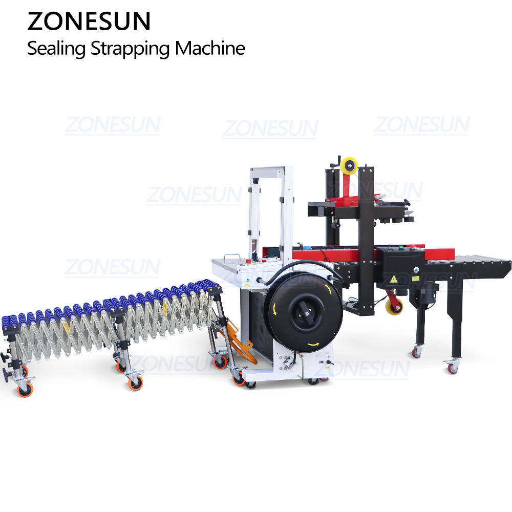 ZONESUN ZS-FK5050C Automatic Carton Strapping Machine with Conveyor