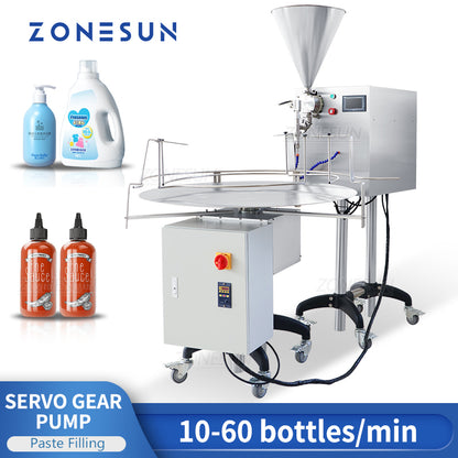 ZONESUN ZS-VTRP1 Automatic Servo Gear Pump Paste Filling Machine with Rotary Table