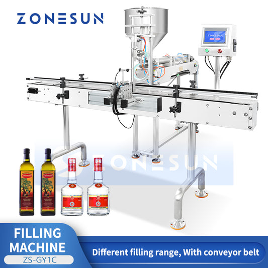 ZONESUN ZS-GY1C Automatic Pneumatic Paste & Liquid Filling Machine with Conveyor Belt for Bottle Jar