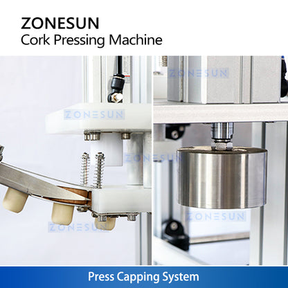 ZONESUN ZS-XG16D1 Automatic Corking Machine, Wine Bottle Cork Pressing System with Elevator Feeder for T-Corks & Straight Wood Corks