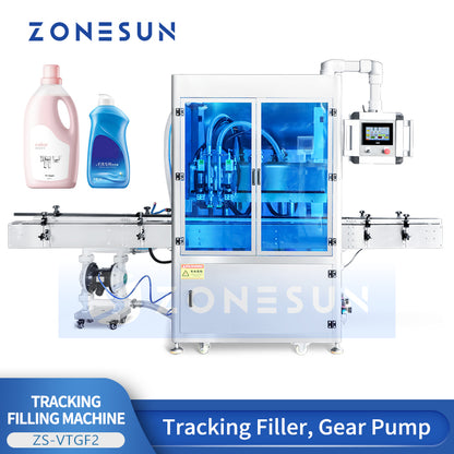 ZONESUN ZS-VTGF2 Automatic Servo Gear Pump Tracking Filling Machine for Viscous Liquids, Detergent & Lotion