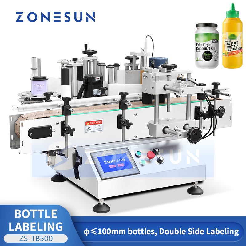 ZONESUN ZS-TB500R Desktop Round Bottle Wrap Label Applicator for Small Production