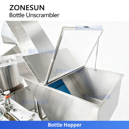 ZONESUN ZS-LP250 Automatic Plastic Bottle Unscrambler Machine, Rotary Feeding & Sorting Turntable for Square & Round Bottles