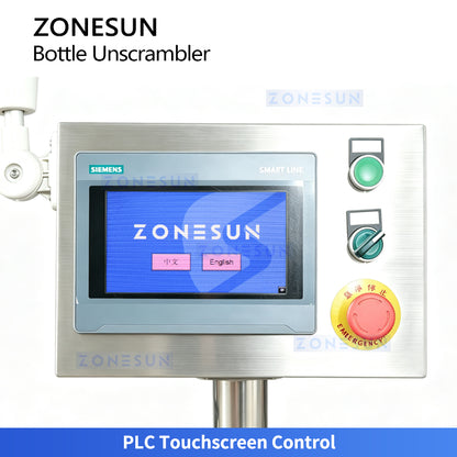ZONESUN ZS-LP250 Automatic Plastic Bottle Unscrambler Machine, Rotary Feeding & Sorting Turntable for Square & Round Bottles
