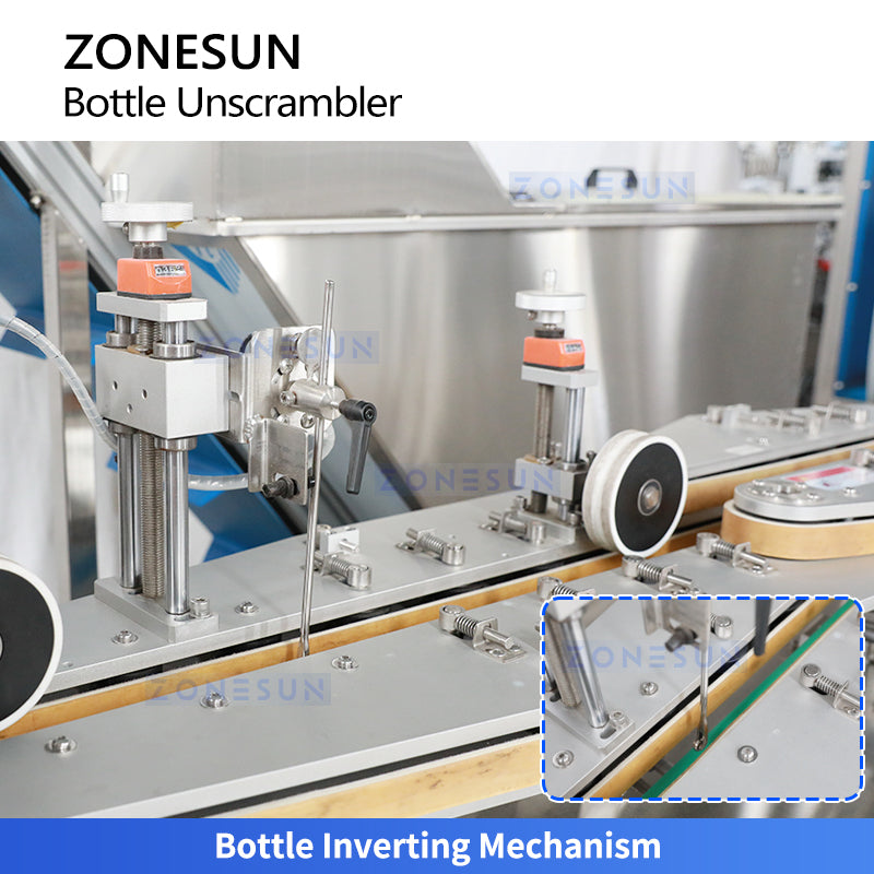 ZONESUN ZS-LP250 Automatic Plastic Bottle Unscrambler Machine, Rotary Feeding & Sorting Turntable for Square & Round Bottles