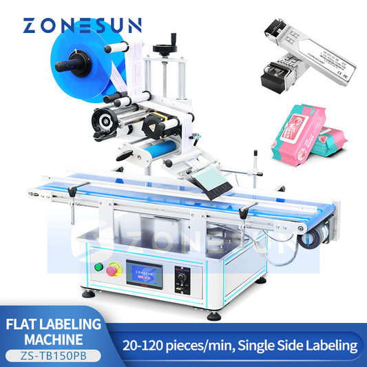 ZONESUN ZS-TB150PB Automatic Flat Surface Labeling Machine for Bags  Boxes & Pouch Applicator