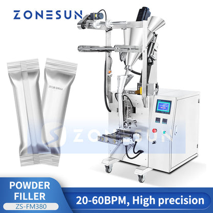 ZONESUN ZS-FM380 Stick Powder Auger Filling Machine Sachet Packing Machine for Coffee, Milk,Fine Powders