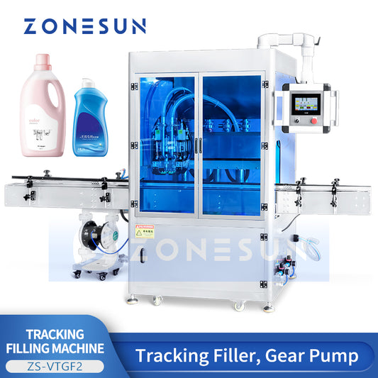 ZONESUN ZS-VTGF2 Automatic Servo Gear Pump Tracking Filling Machine for Viscous Liquids, Detergent & Lotion