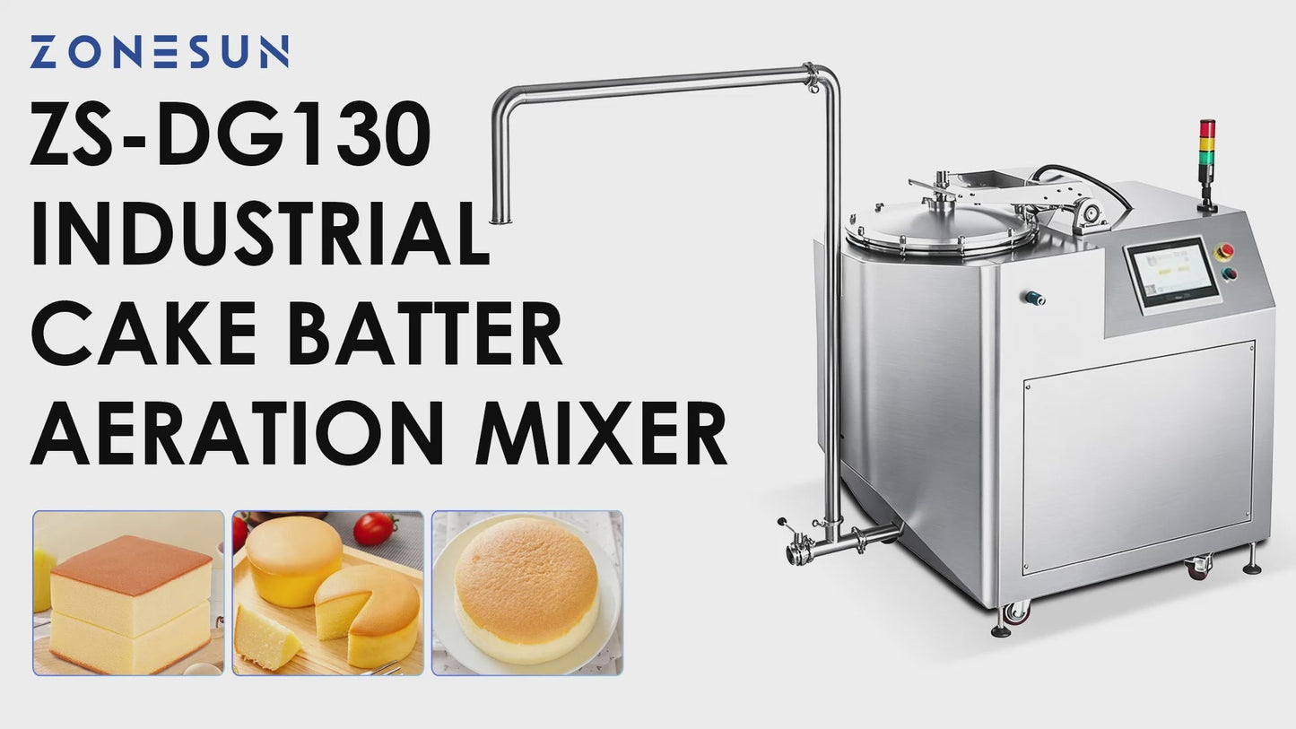 ZONESUN ZS-DG130 Industrial Continuous Batter Whipping Machine, Automatic Cake Aeration Mixer for Bakery Production Line