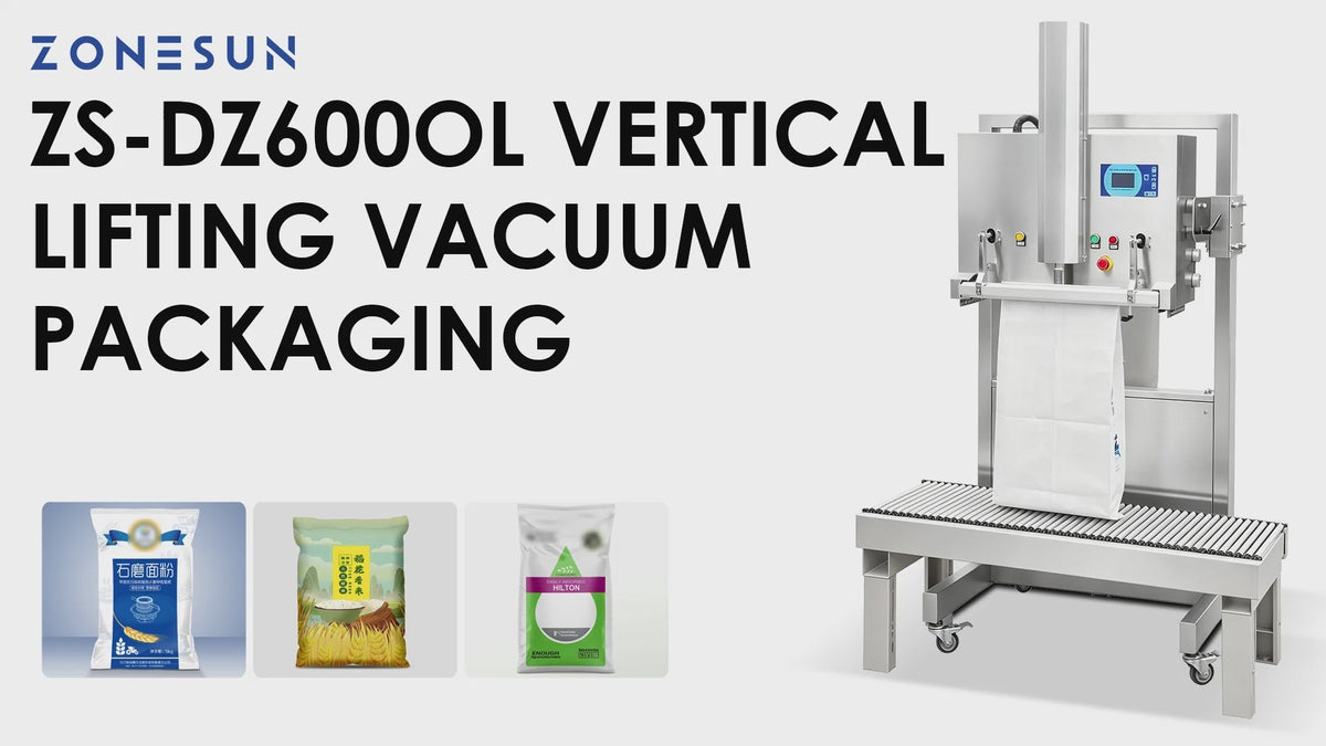 ZONESUN ZS-DZ600OL  Vertical Nozzle Vacuum Sealer with Gas Flush for Large Bags Powder