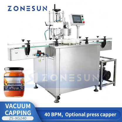 ZONESUN ZS-XG240 Automatic Vacuum Capping Machine for Glass Jars & Twist-Off Caps