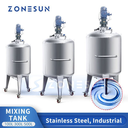 ZONESUN ZS-MB100L Stainless Steel Industrial Mixing Tank with Heating & Agitator