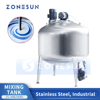 ZONESUN ZS-MB100L Stainless Steel Industrial Mixing Tank with Heating & Agitator