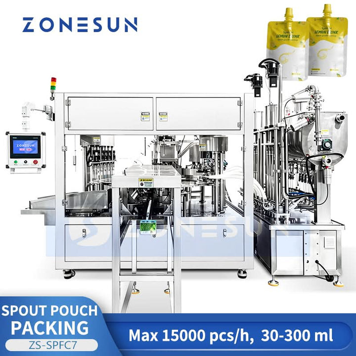 ZONESUN ZS-SPFC7 Automatic 12-Nozzle Rotary Spout Pouch Filling & Capping Machine