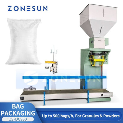 ZONESUN ZS-DCS50 Automatic 5-50kg Granule & Powder Bagging Line | Industrial Large Bag Weighing & Packing Machine