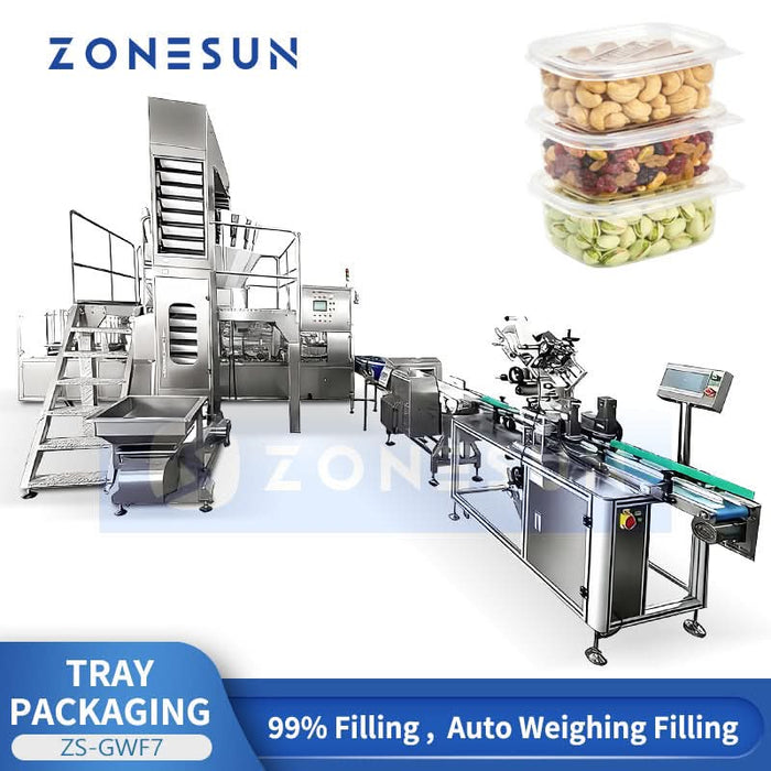 ZONESUN ZS-GWF7 Automatic Food Packaging Machine – Multi-Head Weighing, Filling & Sealing System for Plastic Clamshell Trays
