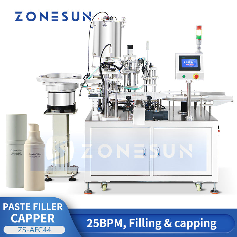 Zonesun ZS-AFC44 Automatic Airless Pump Bottle Filling and Capping Machine
