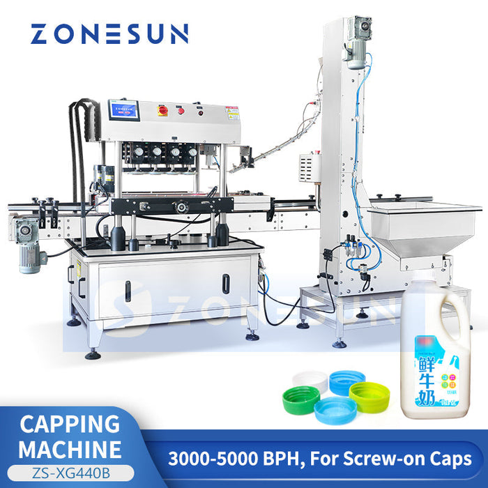 ZONESUN ZS-XG440B Automatic Screw-On Capping Machine for Milk Bottles Detergent Bottles