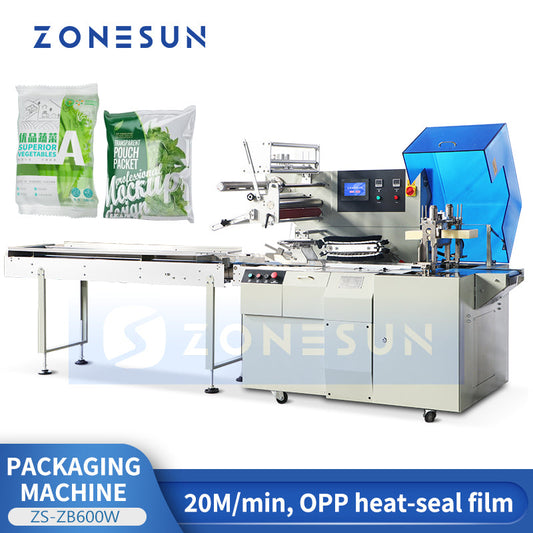 Zonesun ZS‑ZB600W Servo‑Driven Horizontal Flow Wrapping Machine