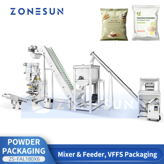 ZONESUN ZS-FAL180X6 Auto Powder Mixing Feeding Filling Sealing Line