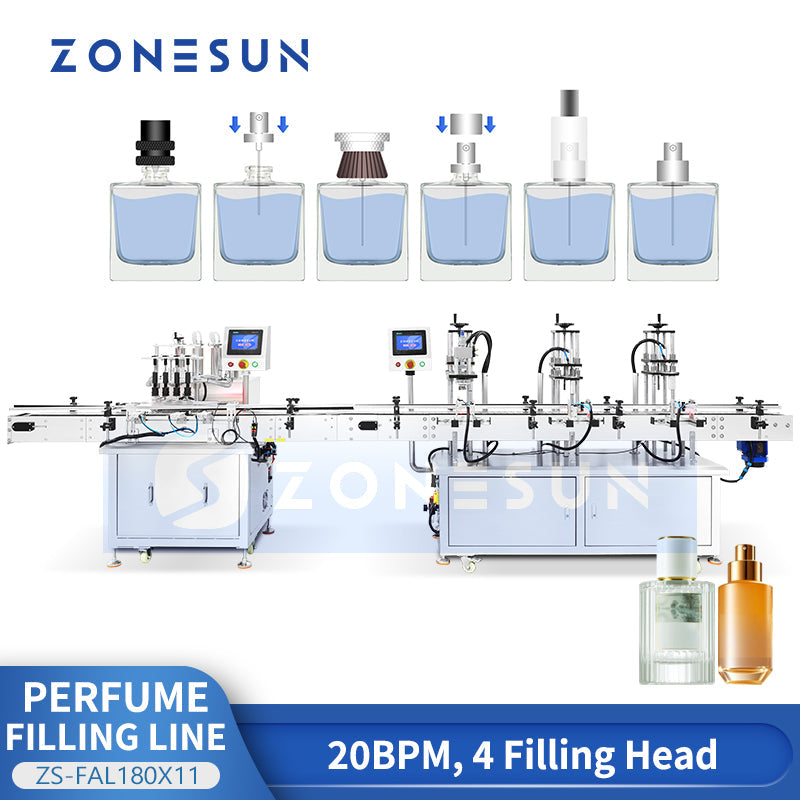 ZONESUN ZS-FAL180X11 Perfume Bottle Filling Capping Production Line Cosmetic Liquid Filling Equipment