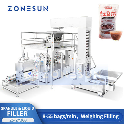 ZONESUN ZS-ZY300 Rotary Pouch Multigrain Porridge Packaging Machine for Food Granules Liquids Filling Sealing