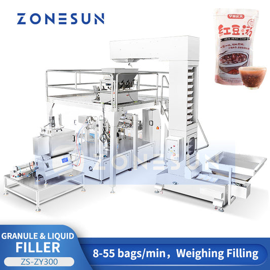 ZONESUN ZS-ZY300 Rotary Pouch Multigrain Porridge Packaging Machine for Food Granules Liquids Filling Sealing